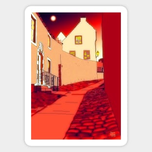 Dysart: Scottish Town digital drawing Sticker